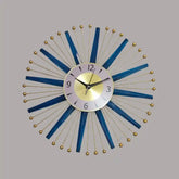 Sale-Modern 3D Star Blue And Gold Metal Wall Clock
